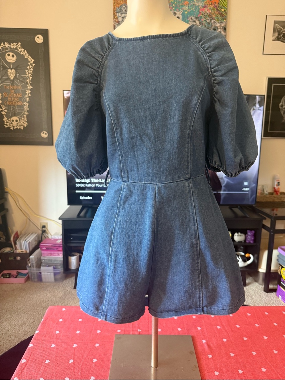 Flying Tomato "Puff & Play" Denim Dress / Romper